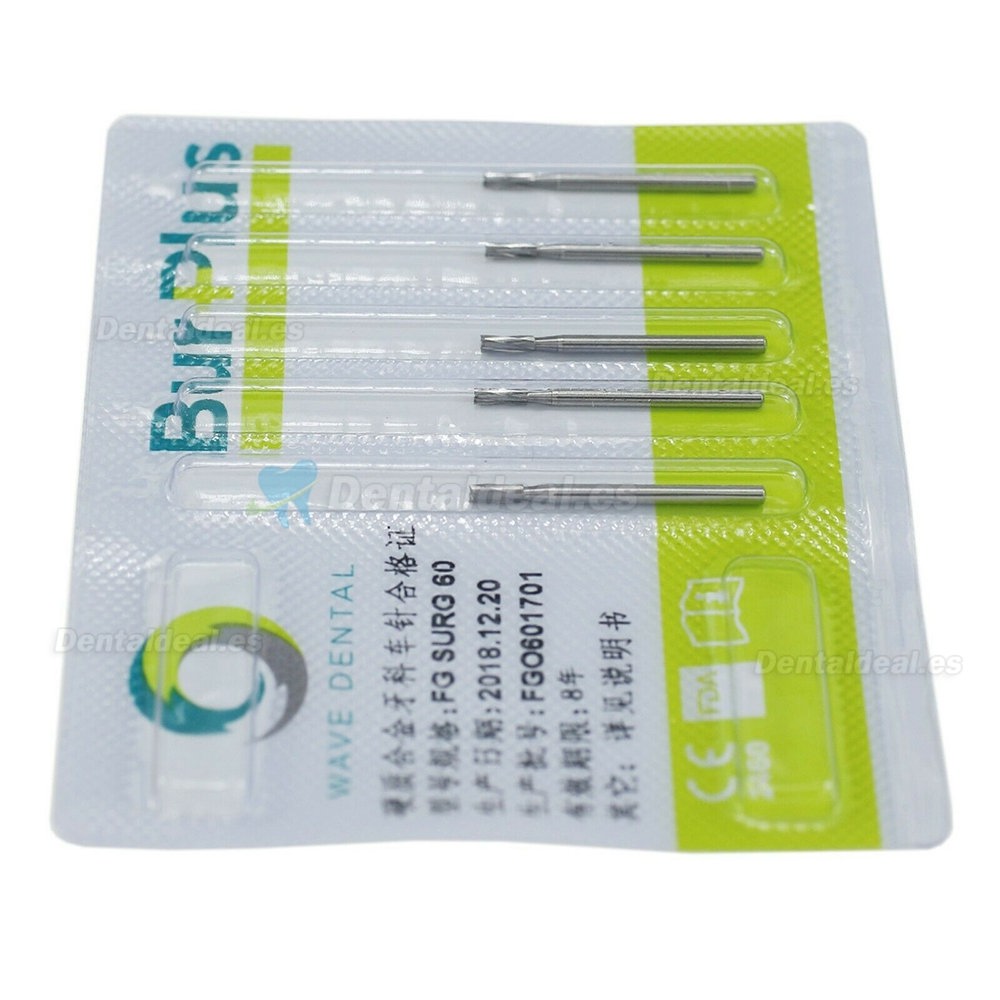 10Pcs FG Surgical Length 60 Burs Dental Friction Grip Straight Fissure Head (cylindrical) Carbide Bur